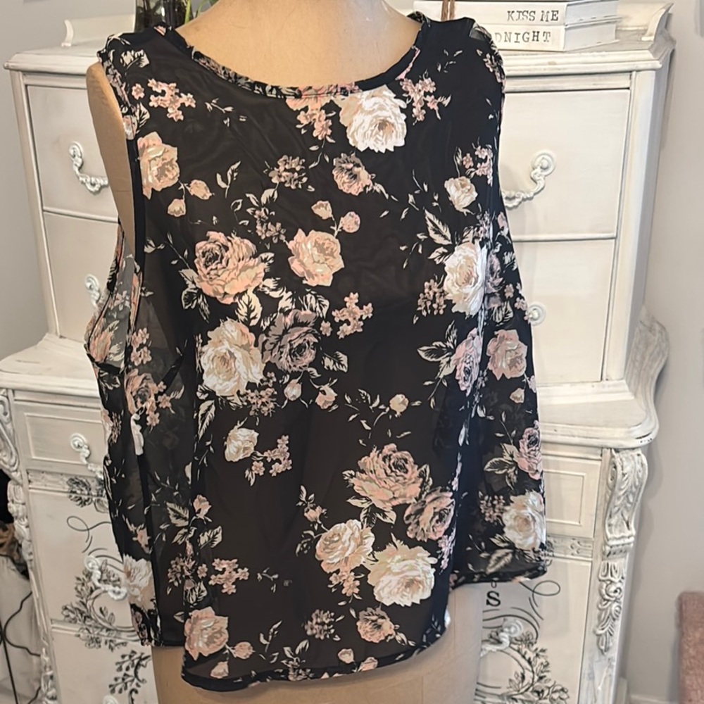 Black and Pink Relaxed Boxy Blouse